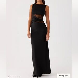 Peppermayo black maxi lace dress - US 2